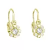Pozlátené strieborné detské náušnice visiace so zirkónom biela kvietka 11174.1