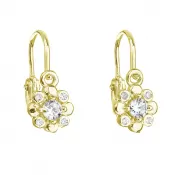 Pozlátené strieborné detské náušnice visiace so zirkónom biela kvietka 11174.1