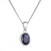 Strieborný náhrdelník s pravým minerálnym kameňom tmavo modrý 12087.3 dark sapphire