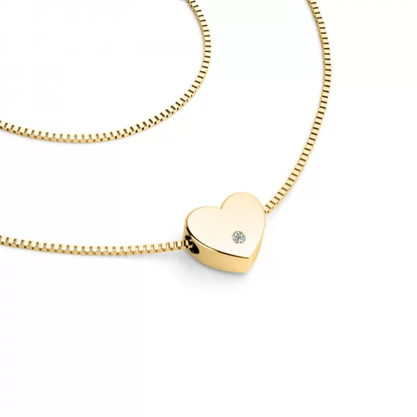 Náhrdelník srdca s diamantom 10979-NH01-ZL-DIA