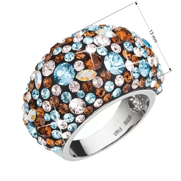 Strieborný prsteň s kryštálmi modrý 35028.3