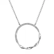 Strieborný náhrdelník krúžok so zirkónmi 12110.1