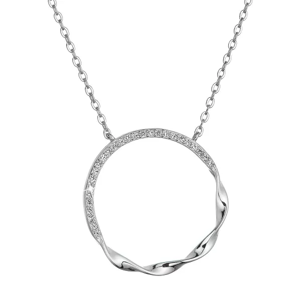 Strieborný náhrdelník krúžok so zirkónmi 12110.1
