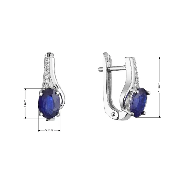 Strieborné náušnice luxusné s pravými minerálnymi kameňmi temne modré 11488.3 sapphire
