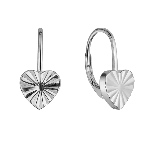 Strieborné náušnice srdiečka so vzorom 61022
