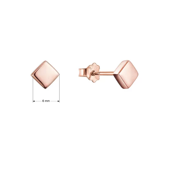 Pozlátené strieborné náušnice štvorčeky 61026 Rose Gold
