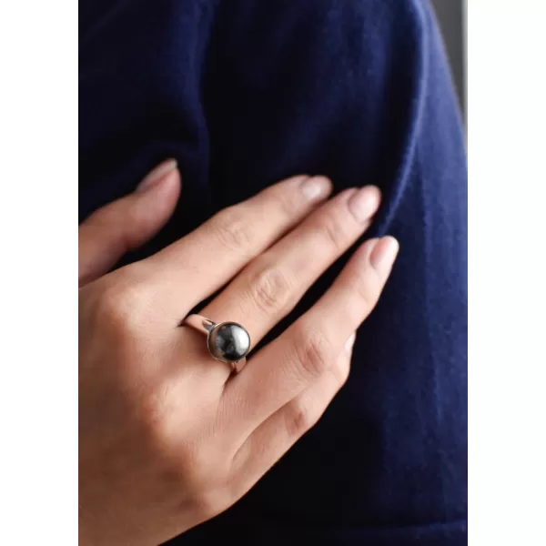 Strieborný prsteň so Swarovski perlou šedý 35022.3