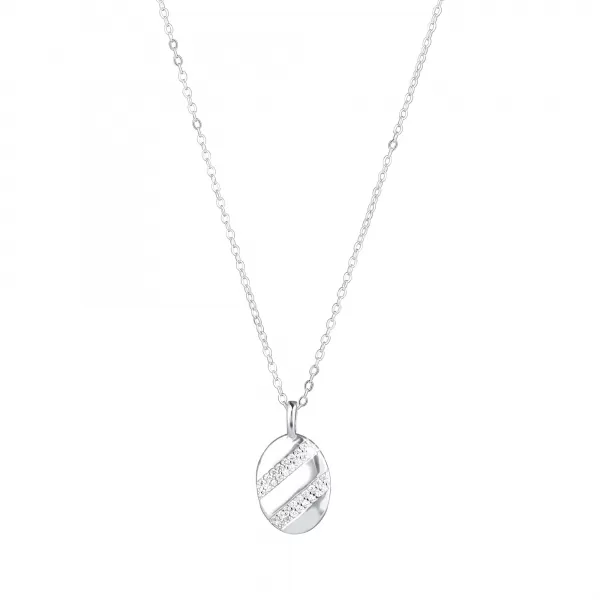 Strieborný náhrdelník ovál so zirkónmi 12102.1 crystal