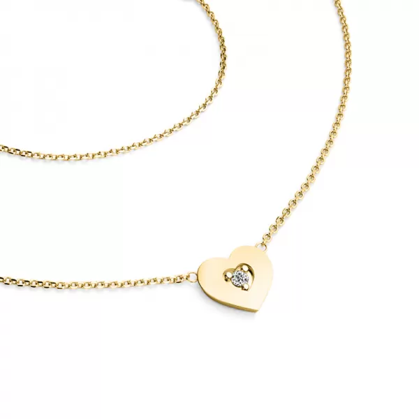 Náhrdelník srdca s diamantom 10874-NH01-ZL-dia