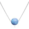 Strieborný náhrdelník so syntetickým opálom svetlo modrý okrúhly 12044.3 lt.blue