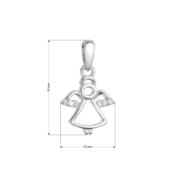 Strieborný prívesok malý anjelik so zirkónmi biely 14030.1