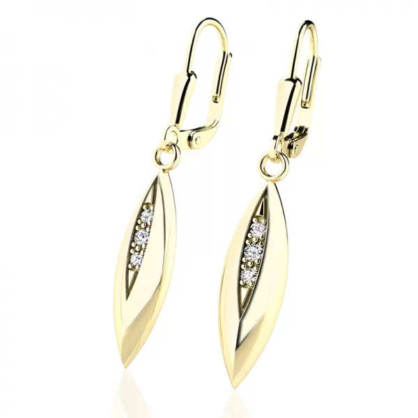 Zlaté visiace náušnice s diamantmi 10974-ZL-DIA