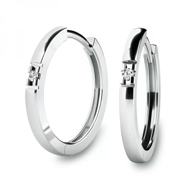Dámske náušnice biele zlato 585/1000 prírodný diamant G/SI kruhy 10985-B-DIA