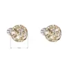 Strieborné náušnice pecka s kryštálmi Swarovski zlaté okrúhle 31336.5 gold
