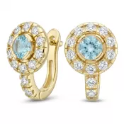 Náušnice žlté zlato 585/1000, prírodné diamanty a topazy, 109015-ZL-TPZ