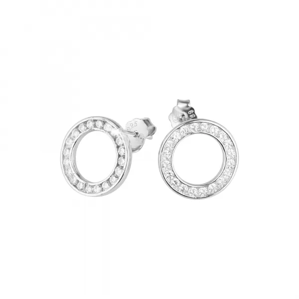 Strieborné náušnice okrúhle so zirkónmi 11551.1 crystal