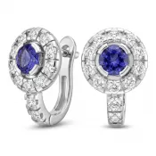 Náušnice biele zlato 585/1000, prírodné diamanty a tanzanity, 109015-B-TAN