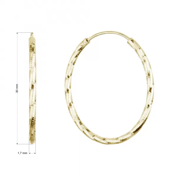 Pozlátené strieborné náušnice kruhy s ozdobným prelisovaním 61007