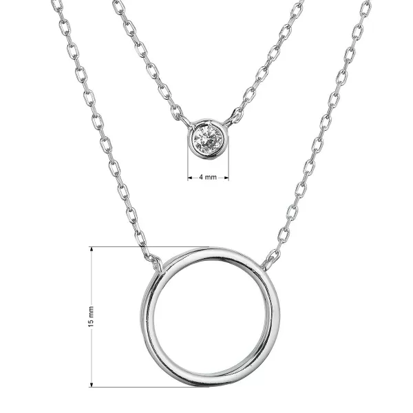 Strieborný náhrdelník dvojitá retiazka krúžok a zirkón 12111.1