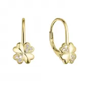 Pozlátené strieborné náušnice štvorlístky so zirkónmi 11502.1 crystal