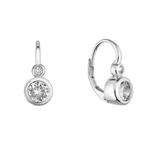 Strieborné náušnice visiace so zirkónmi bielej 11453.1