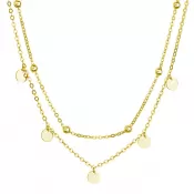 Pozlátený náhrdelník dvojradový malé placky a guličky 62007