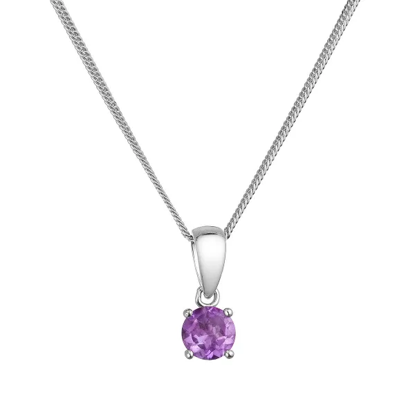 Strieborný náhrdelník s pravým minerálnym kameňom Purpurová 12078.3 Ametyst