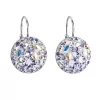 Strieborné náušnice visiace s kryštálmi Swarovski fialové okrúhle 31176.3 violet