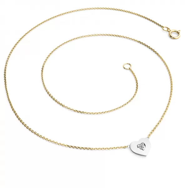 Náhrdelník srdca s diamantom 10874-NH01-ZLB-DIA