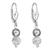 Strieborné náušnice visiace s Preciosa kryštály šedé okrúhle 31244.3