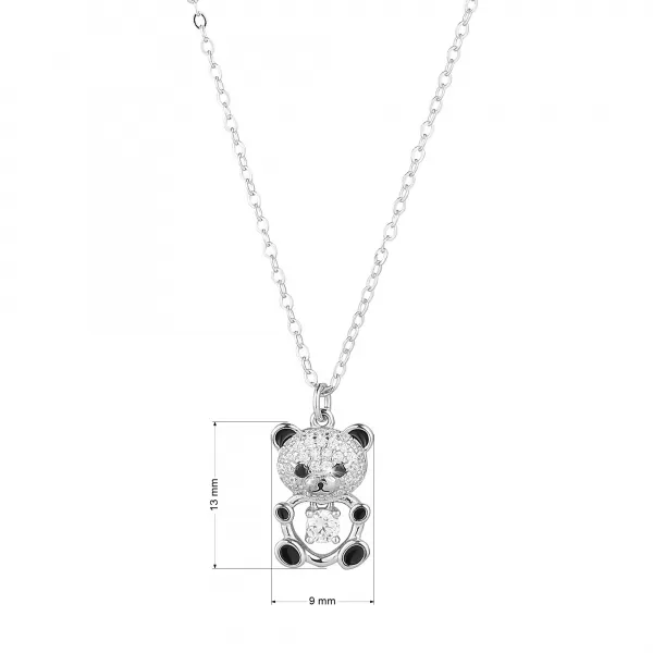 Strieborný náhrdelník medvedík so zirkónmi 12101.1 crystal