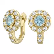 Náušnice žluté zlato 585/1000, přírodní diamanty a topazy, 109015-ZL-TPZ