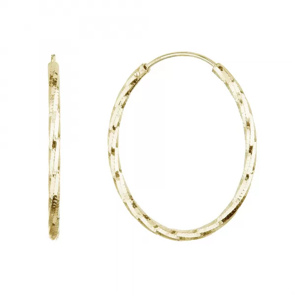 Pozlátené strieborné náušnice kruhy s ozdobným prelisovaním 61007