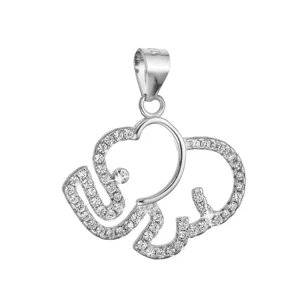 Strieborný prívesok slon so zirkónmi 14038.1 crystal