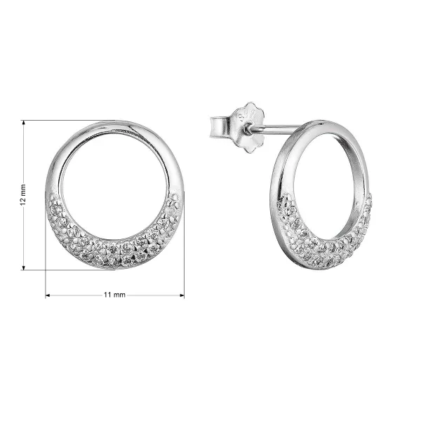 Strieborné náušnice krúžky so zirkónmi 11528.1 crystal