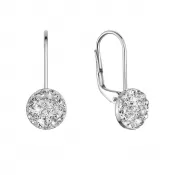 Strieborné náušnice visiace s kryštálmi Swarovski biele malé 31321.1 crystal