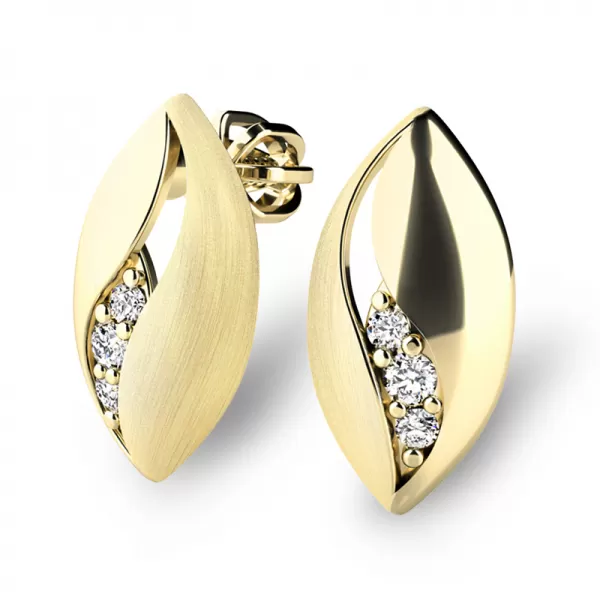 Dámske náušnice žlté zlato 585/1000 prírodný diamant 0,044 ct G/SI 10973-ZL-DIA