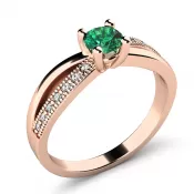 Dámsky prsteň z ružového zlata 585/1000 prírodný diamant G/SI so smaragdom 10998-CV-SMAR