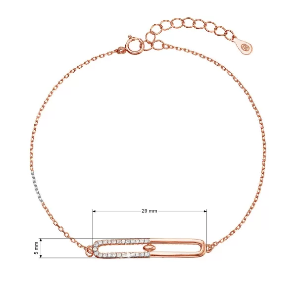 Pozlátený strieborný ROSE náramok s oválkom so zirkónmi 13034.1 crystal