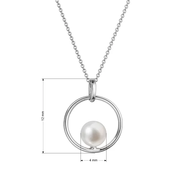 Zlatý 14 karátový náhrdelník biele zlato s bielou riečnou perlou 82P00041