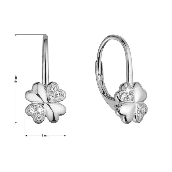 Strieborné náušnice štvorlístky so zirkónmi 11502.1 crystal