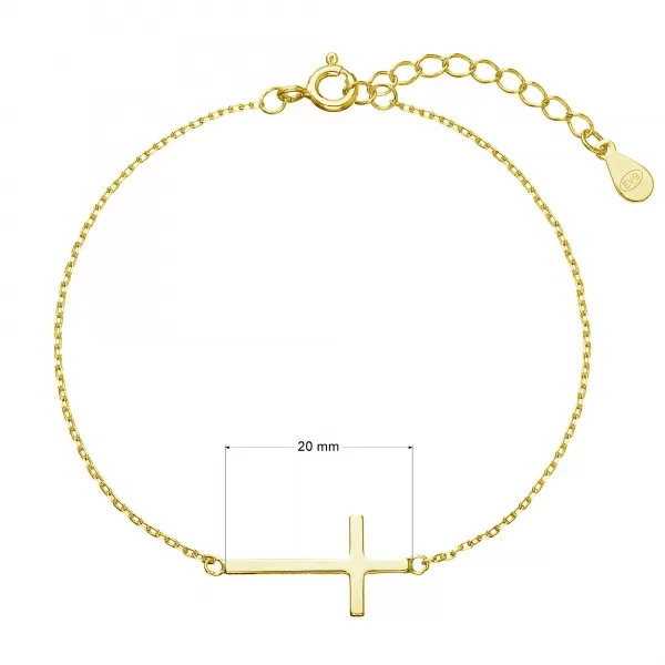 Pozlátený strieborný náramok s väčším krížikom 63008