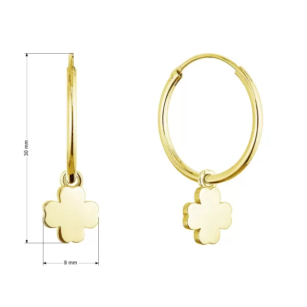 Pozlátené strieborné náušnice kruhy so štvorlístkami 61057