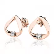 Náušnice z ružového zlata 585/1000 s prírodnými diamantmi 0,024 ct, G/SI