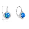 Strieborné náušnice visiace s modrým okrúhlym syntetickým opálom a zirkónmi 11463.3 blue