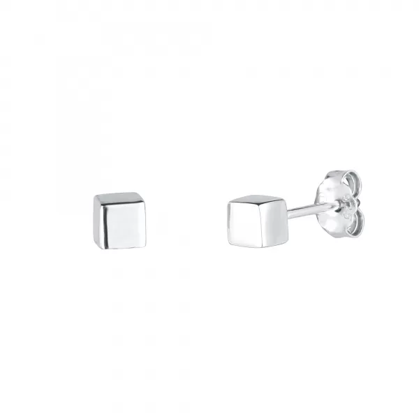 Strieborné náušnice kocky 61049
