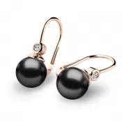 Náušnice s čiernou perlou a diamantmi 10868CV-DIA-Black