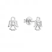Strieborné náušnice malý anjel so zirkónom tvaru srdiečka 11457.1