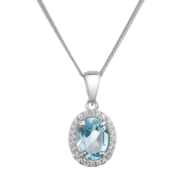 Strieborný náhrdelník luxusný s pravým minerálnym kameňom modrý 12086.3 sky topaz