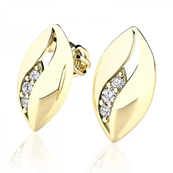 Dámske náušnice žlté zlato 585/1000 prírodný diamant 0,044 ct G/SI 10973-ZL-DIA